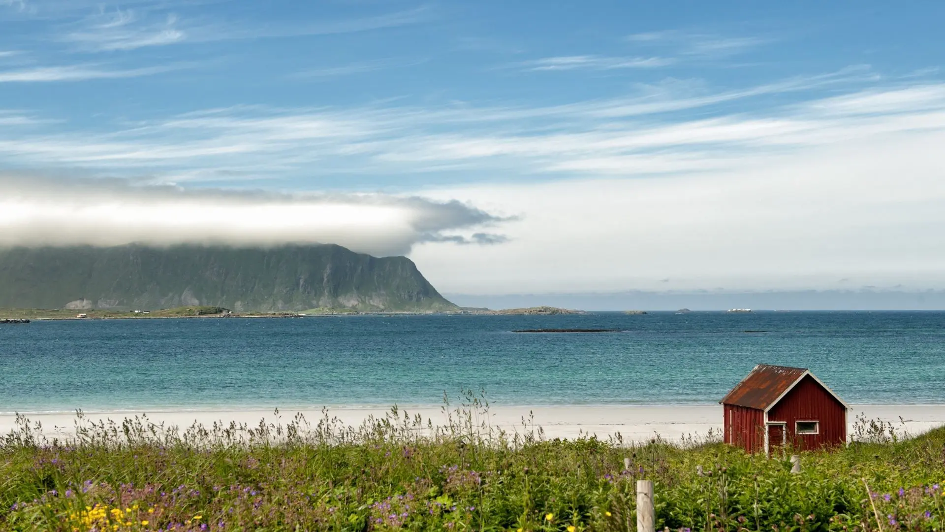 Ramberg beach in Lofoten, Noorwegen